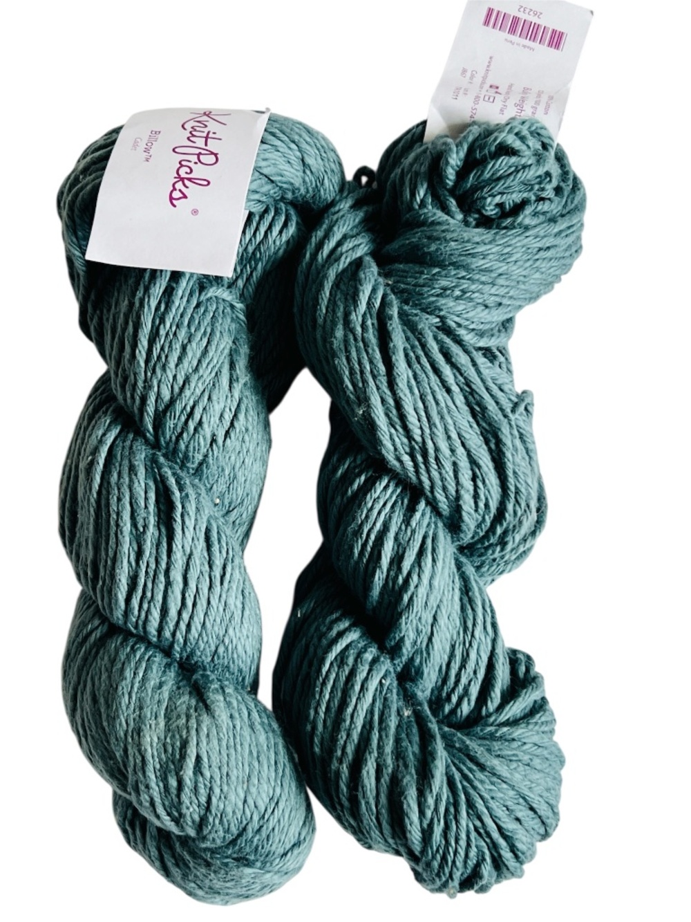 Knit Picks Yarn 2 Skeins Billow Gadet Green 100% Cotton 100 g Bulky 120 yard